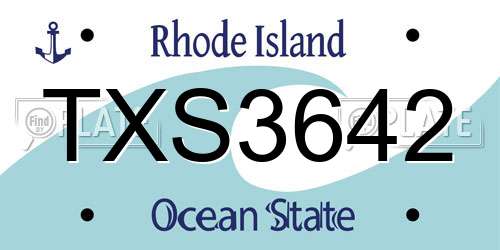 TXS3642 Rhode Island License Plate