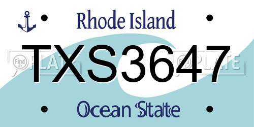 TXS3647 Rhode Island License Plate