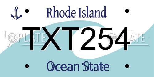 TXT254 Rhode Island License Plate