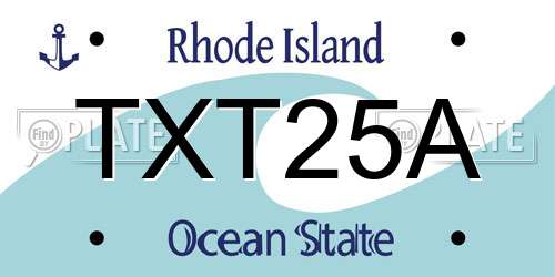 TXT25A Rhode Island License Plate