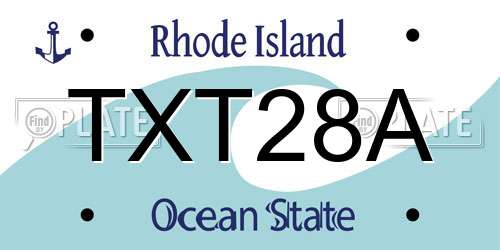 TXT28A Rhode Island License Plate