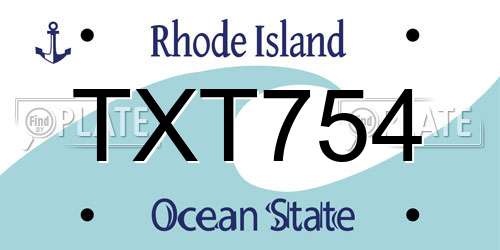 TXT754 Rhode Island License Plate