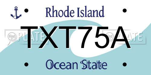 TXT75A Rhode Island License Plate