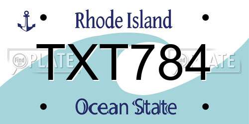 TXT784 Rhode Island License Plate