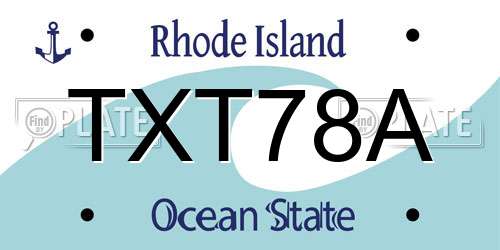 TXT78A Rhode Island License Plate