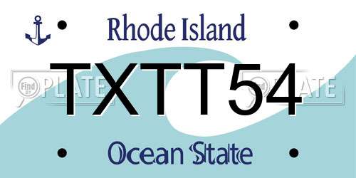 TXTT54 Rhode Island License Plate
