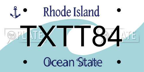 TXTT84 Rhode Island License Plate