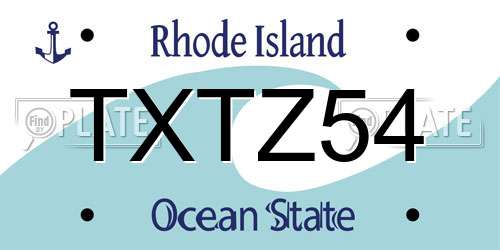 TXTZ54 Rhode Island License Plate