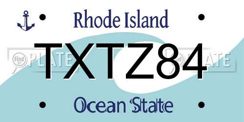 TXTZ84 Rhode Island License Plate