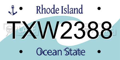 TXW2388 Rhode Island License Plate