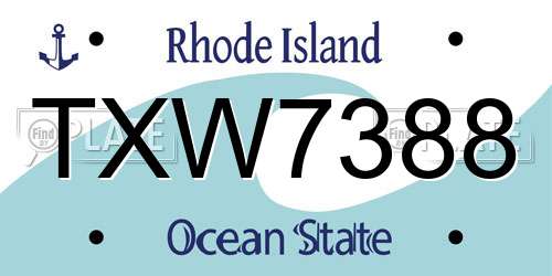 TXW7388 Rhode Island License Plate