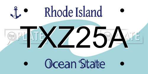 TXZ25A Rhode Island License Plate