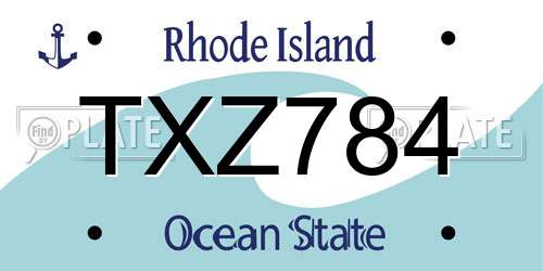 TXZ784 Rhode Island License Plate