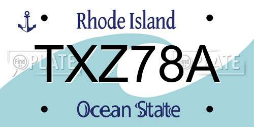 TXZ78A Rhode Island License Plate