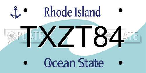 TXZT84 Rhode Island License Plate