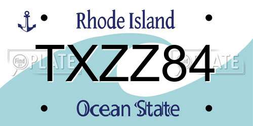 TXZZ84 Rhode Island License Plate