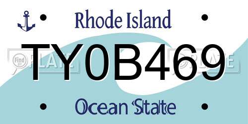 TY0B469 Rhode Island License Plate