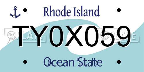 TY0X059 Rhode Island License Plate