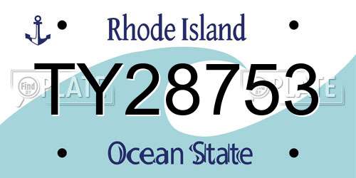 TY28753 Rhode Island License Plate