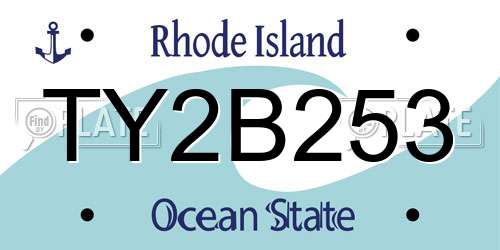TY2B253 Rhode Island License Plate