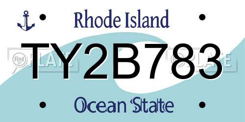 TY2B783 Rhode Island License Plate