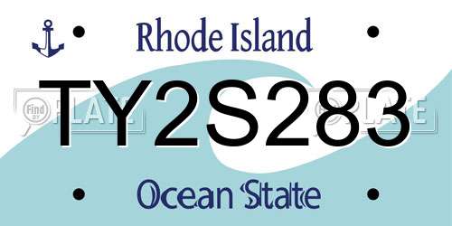 TY2S283 Rhode Island License Plate
