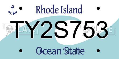 TY2S753 Rhode Island License Plate