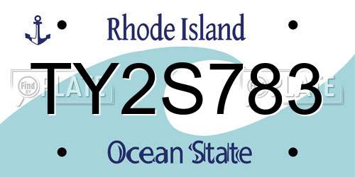 TY2S783 Rhode Island License Plate