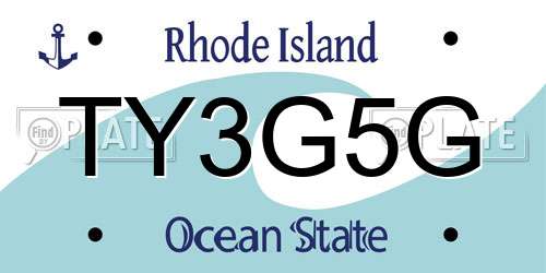 TY3G5G Rhode Island License Plate
