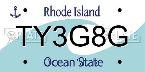 TY3G8G Rhode Island License Plate