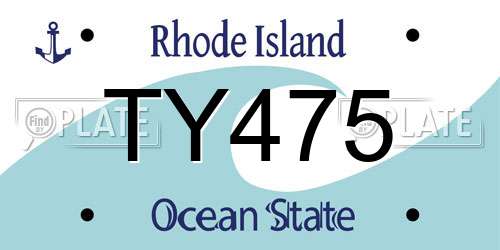 TY475 Rhode Island License Plate