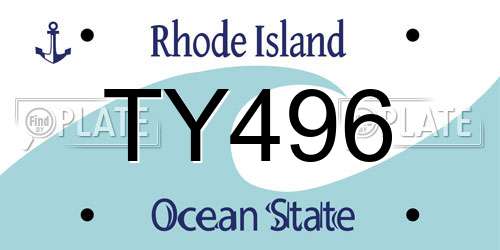 TY496 Rhode Island License Plate