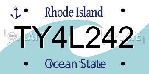 TY4L242 Rhode Island License Plate