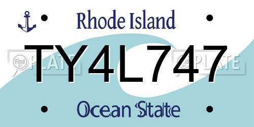 TY4L747 Rhode Island License Plate