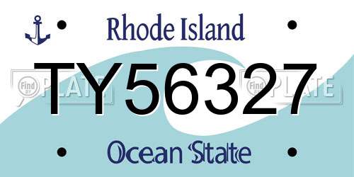 TY56327 Rhode Island License Plate