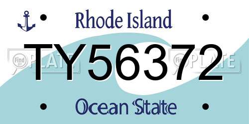 TY56372 Rhode Island License Plate