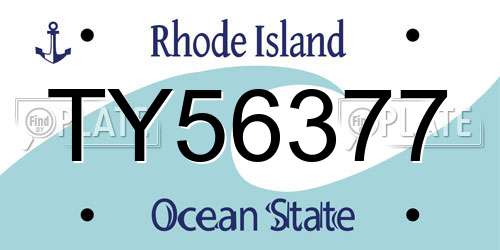 TY56377 Rhode Island License Plate