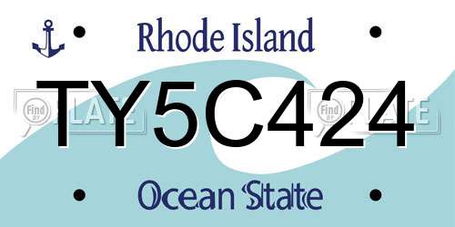 TY5C424 Rhode Island License Plate