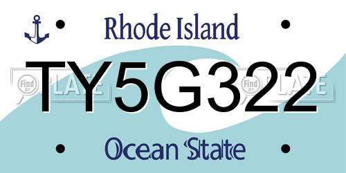TY5G322 Rhode Island License Plate