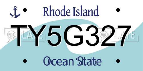 TY5G327 Rhode Island License Plate