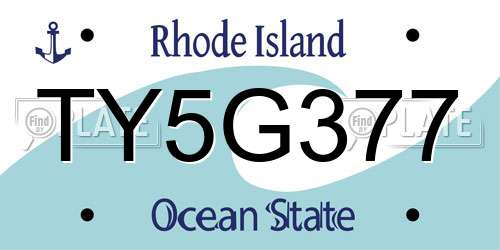 TY5G377 Rhode Island License Plate