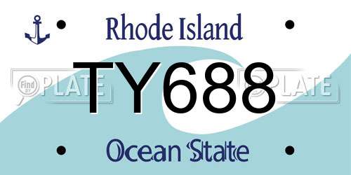 TY688 Rhode Island License Plate
