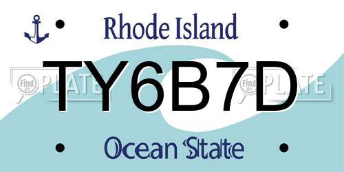 TY6B7D Rhode Island License Plate