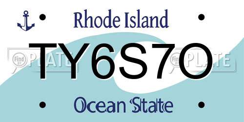 TY6S7O Rhode Island License Plate