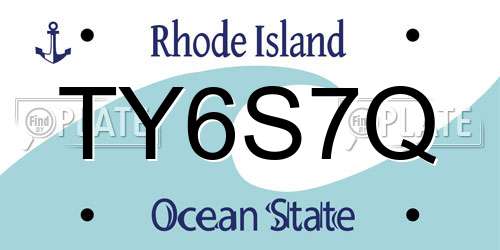 TY6S7Q Rhode Island License Plate