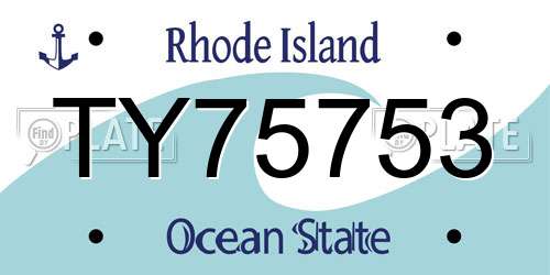 TY75753 Rhode Island License Plate