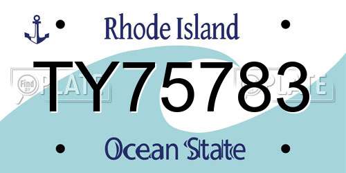 TY75783 Rhode Island License Plate