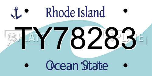 TY78283 Rhode Island License Plate
