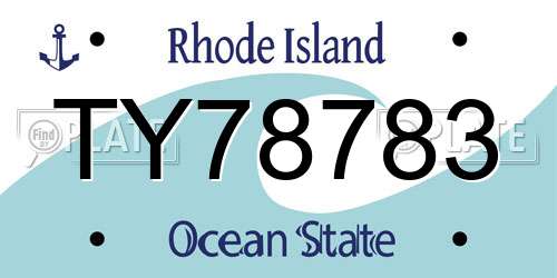 TY78783 Rhode Island License Plate