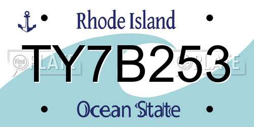 TY7B253 Rhode Island License Plate